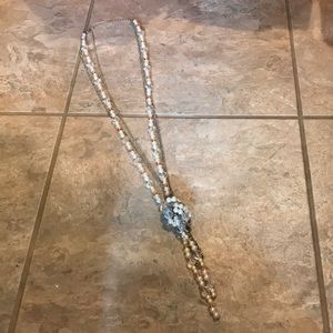 Vanity pink, silver, and white chunky necklace